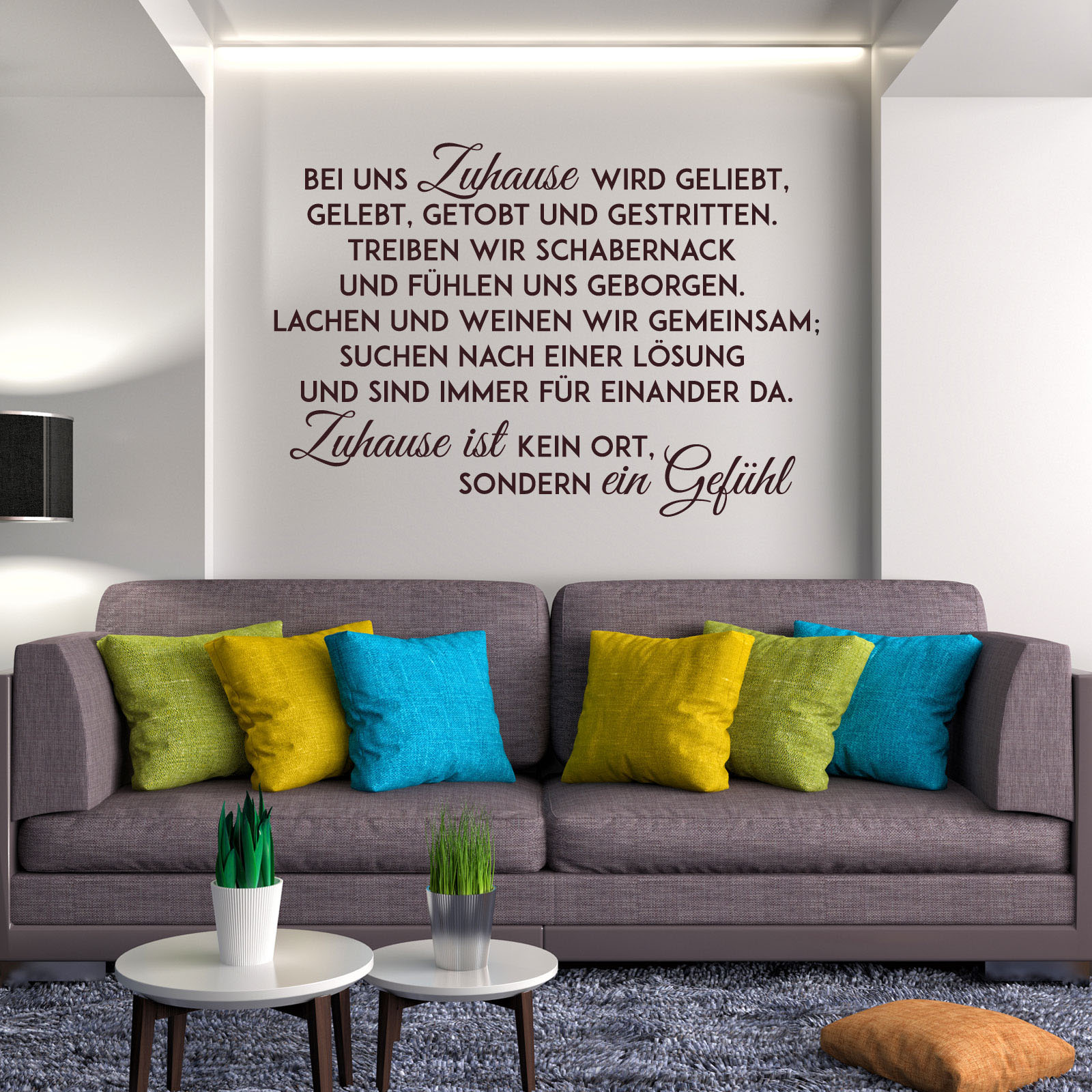 Wandtattoo, sprüche, wohnzimmer, bei uns zuhause wird geliebt ...
